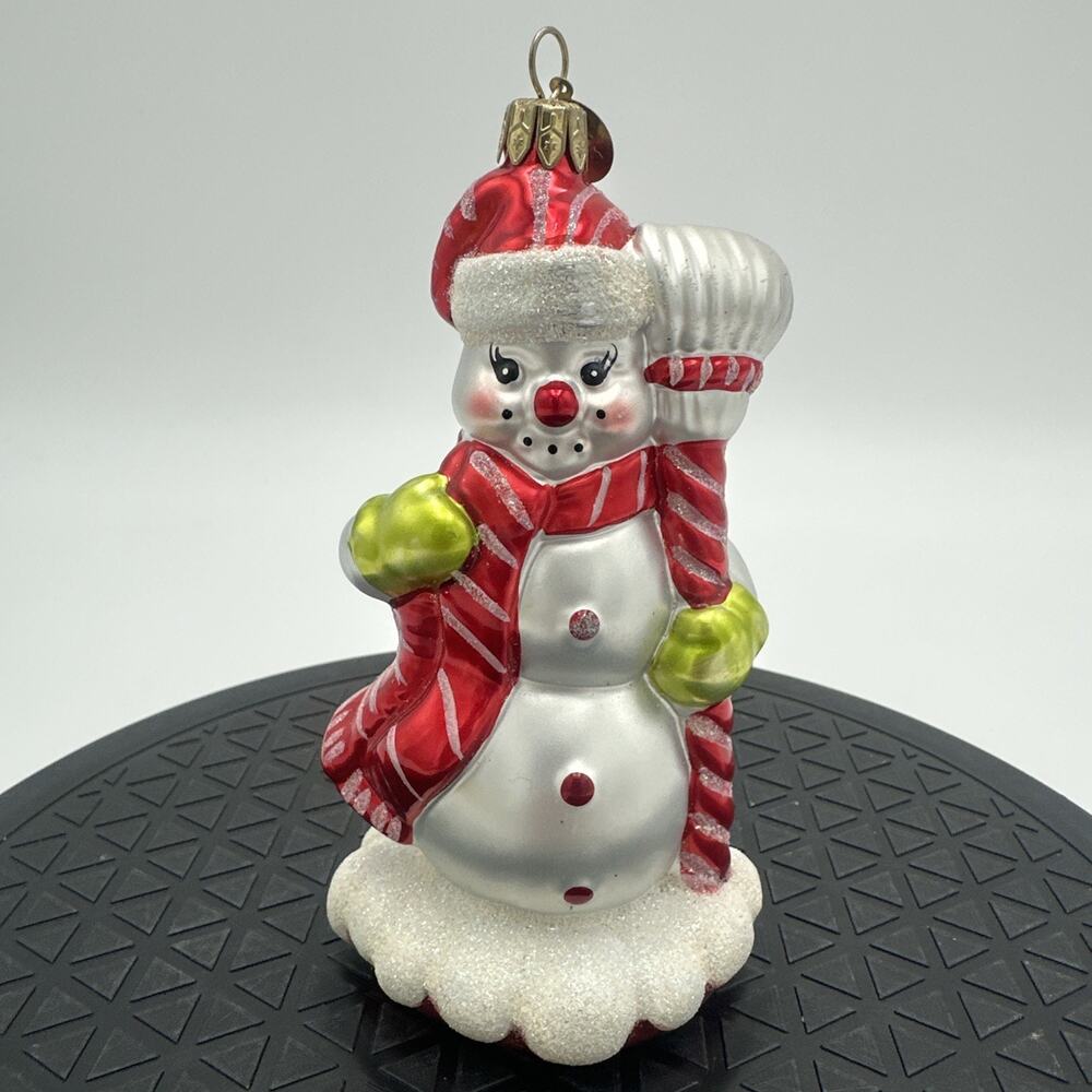Christopher Radko 6" Cherry Ice Glass Snowman Ornament